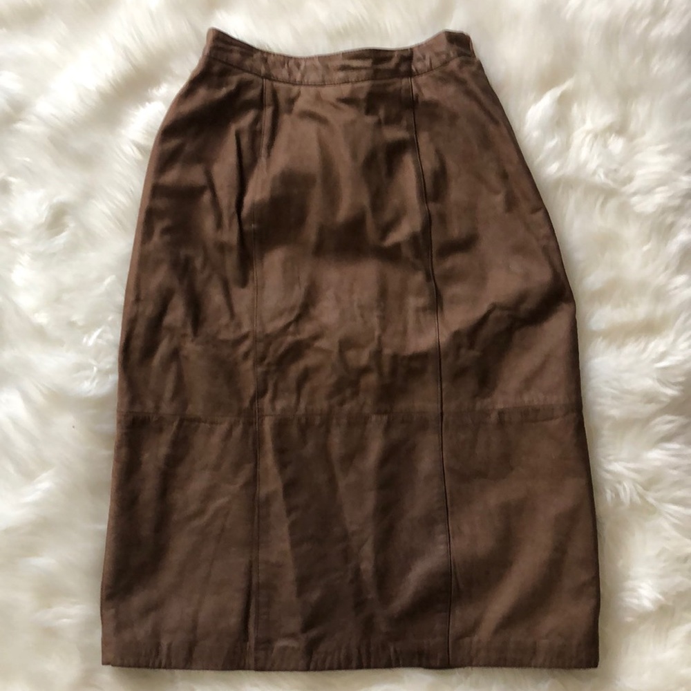 Vintage brown leather skirt